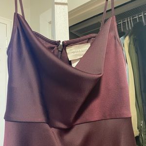 BHLDN Cali Satin Cowl-Neck Midi Slip Dress